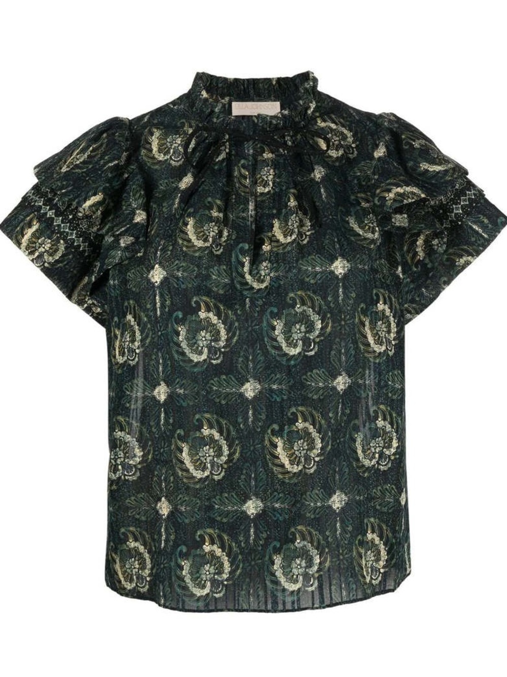 Ulla Johnson Lilli Top blouse in Pacific Green Print Size 8